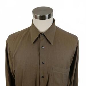 Jack Lipson Mens Button Up Brown Dress Shirt 16 1/2